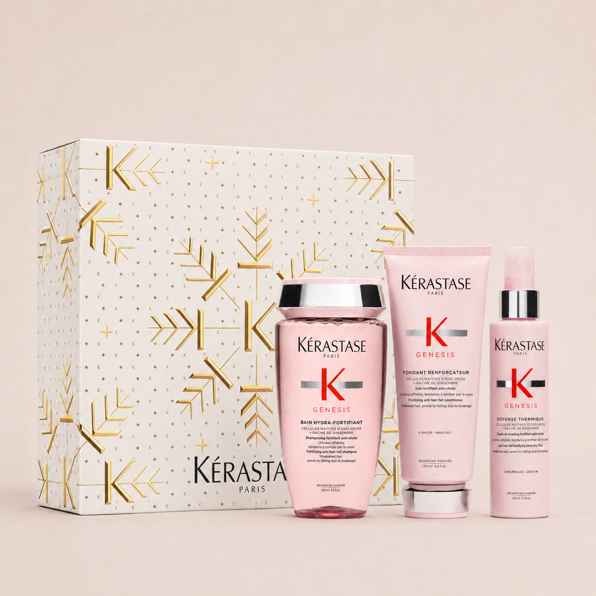 Kérastase Genesis Thermique Gåvobox med Bain Hydra-Fortifiant 250 ml, Fondant Renforçateur 200 ml och Défense Thermique 150 ml