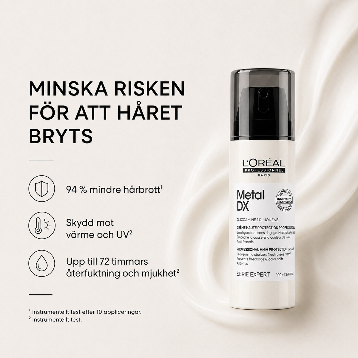 Metal DX Cream Leave-In – värmeskyddande leave-in-vård som hjälper till att skydda håret mot metallpåverkan