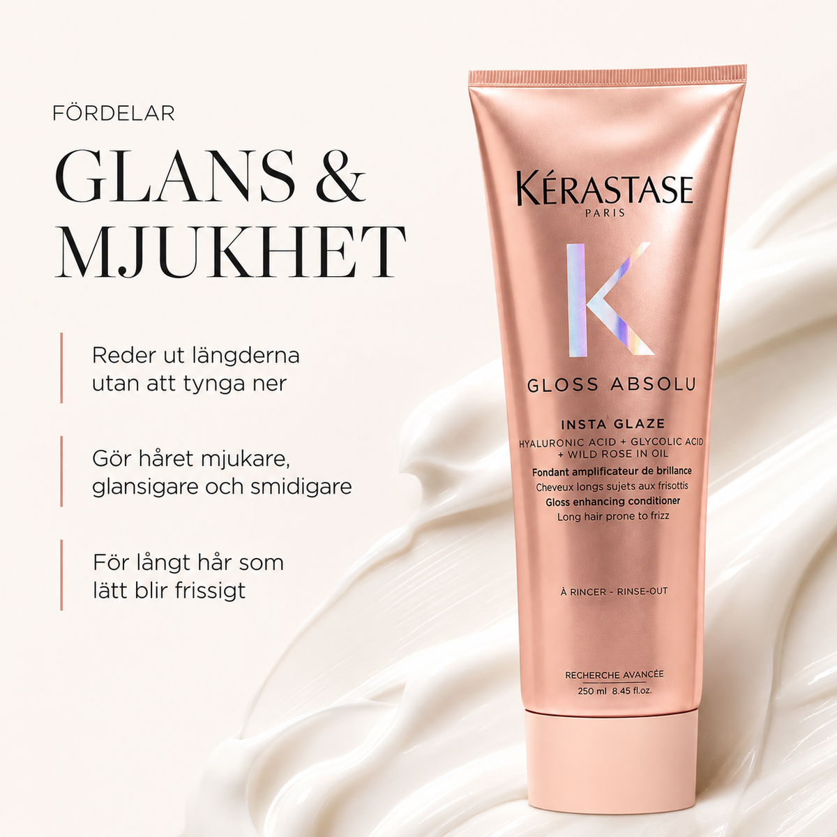 Kérastase Gloss Absolu Insta Glaze – glansgivande conditioner för långt hår som lätt blir frissigt