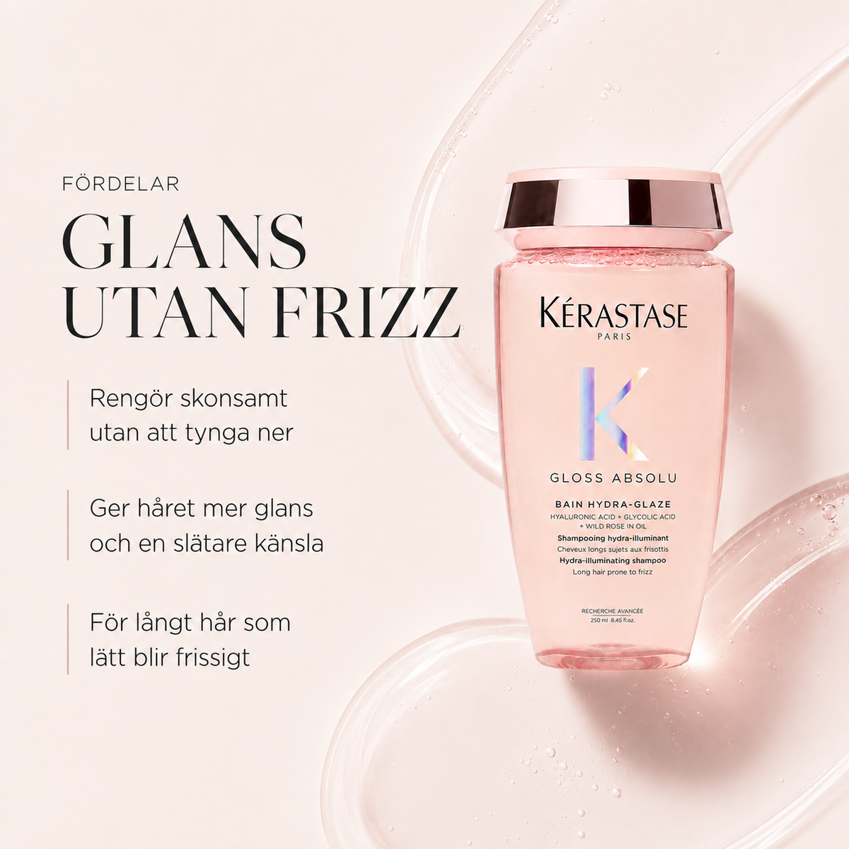 Bain Hydra-Glaze geltextur – transparent lätt gel med mjuk, glansig känsla