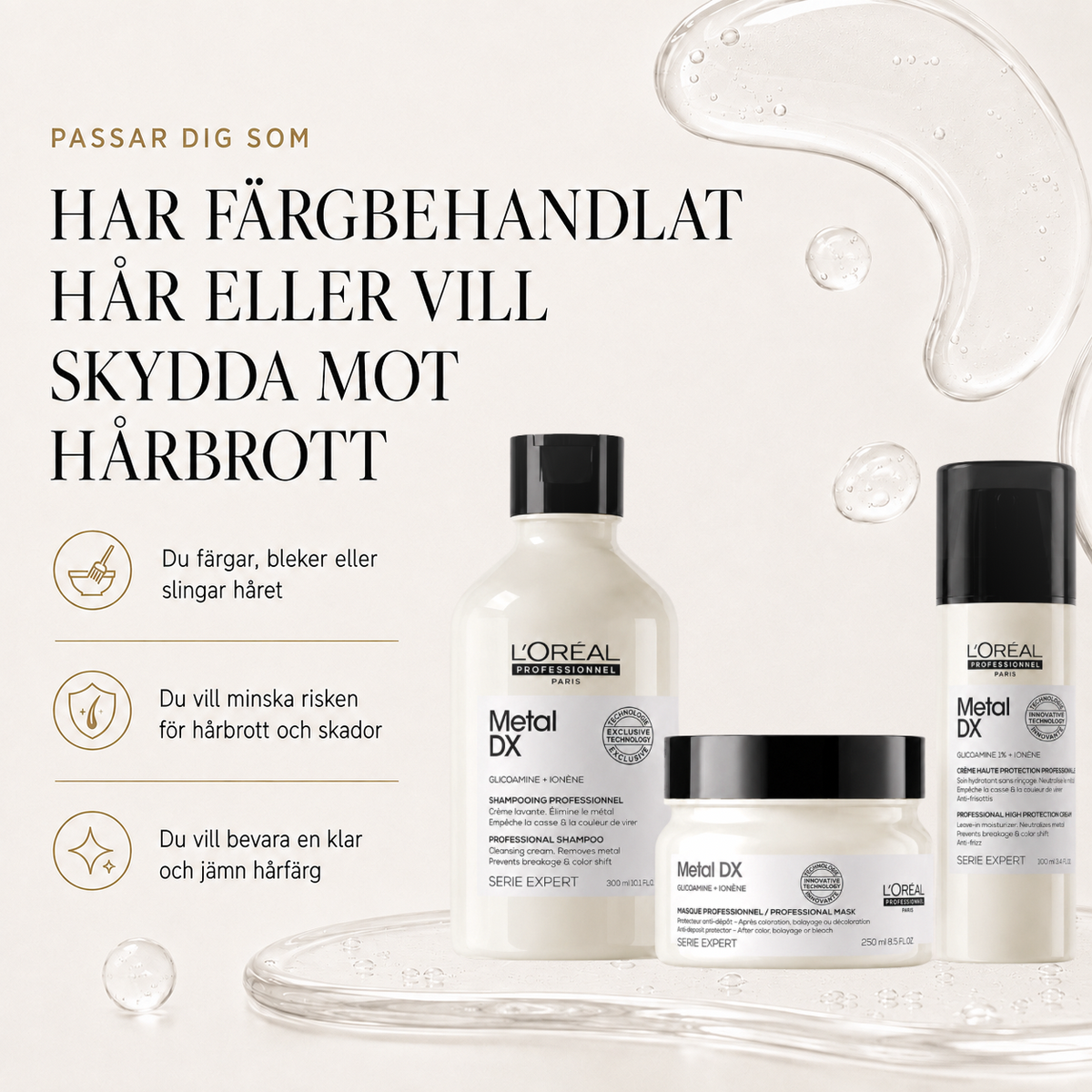 L'Oréal Professionnel Metal DX 3-Step Routine för färgat, blekt eller slingat hår
