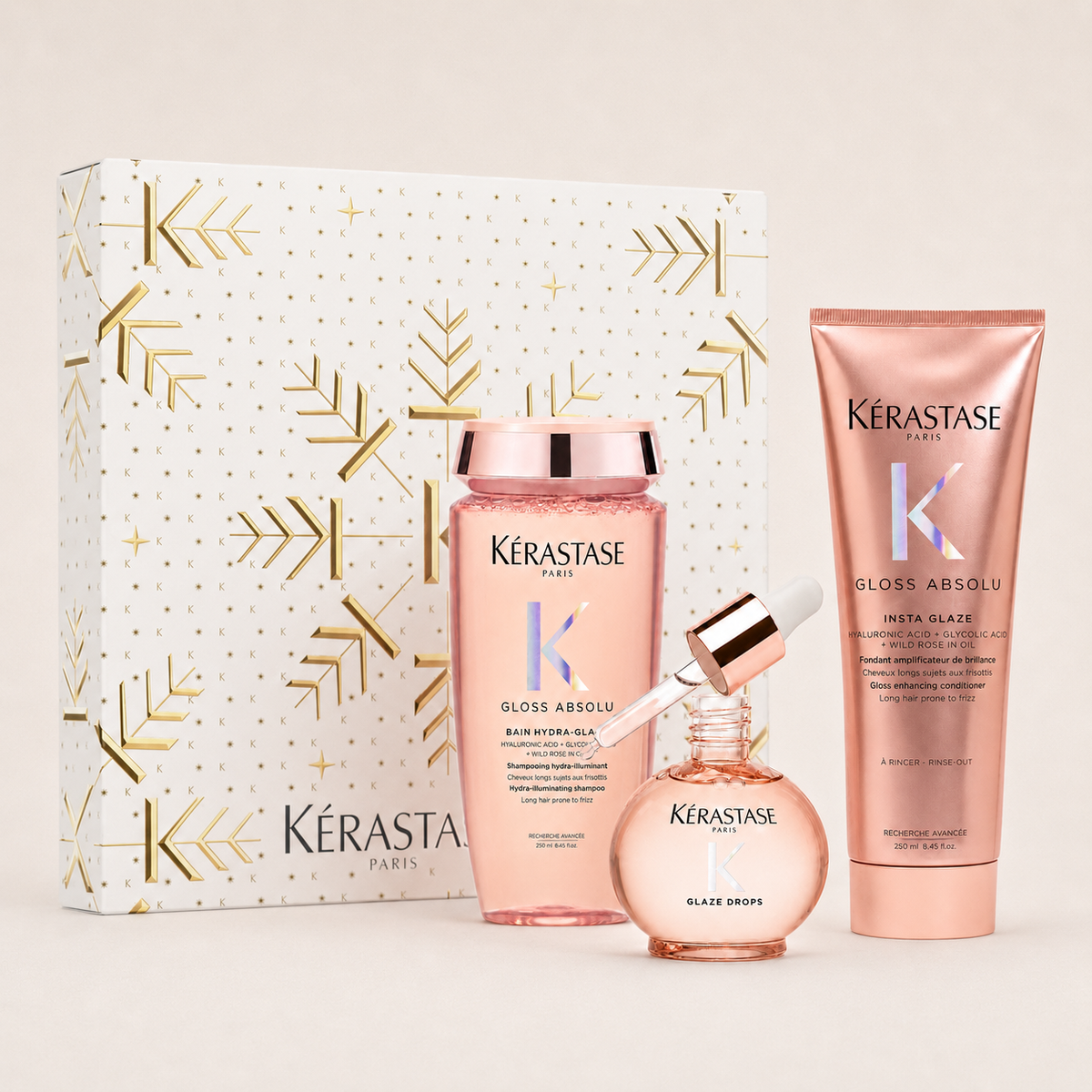 Kérastase Gloss Absolu Gåvobox med Bain Hydra-Glaze, Insta Glaze och Glaze Drops